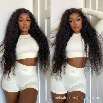 Wholesale Transparent Lace Frontal Wig Raw Indian Virgin Human Hair Deep wave Full Hd Lace Front Human Hair Wigs for black women